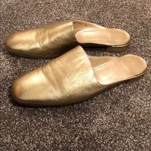 Gold Stuart Weitzman Mules